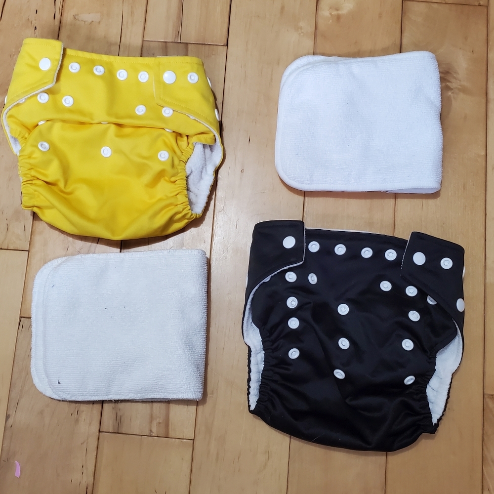 Yellow and Black Reusable Cloth Diapers Ka Waii Baby Lot Of 2